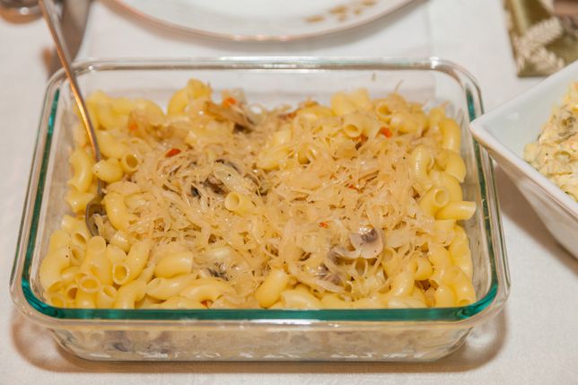 Lazanki is traditional Polish dish made of pasta mixed with cabbage or sauerkraut. 