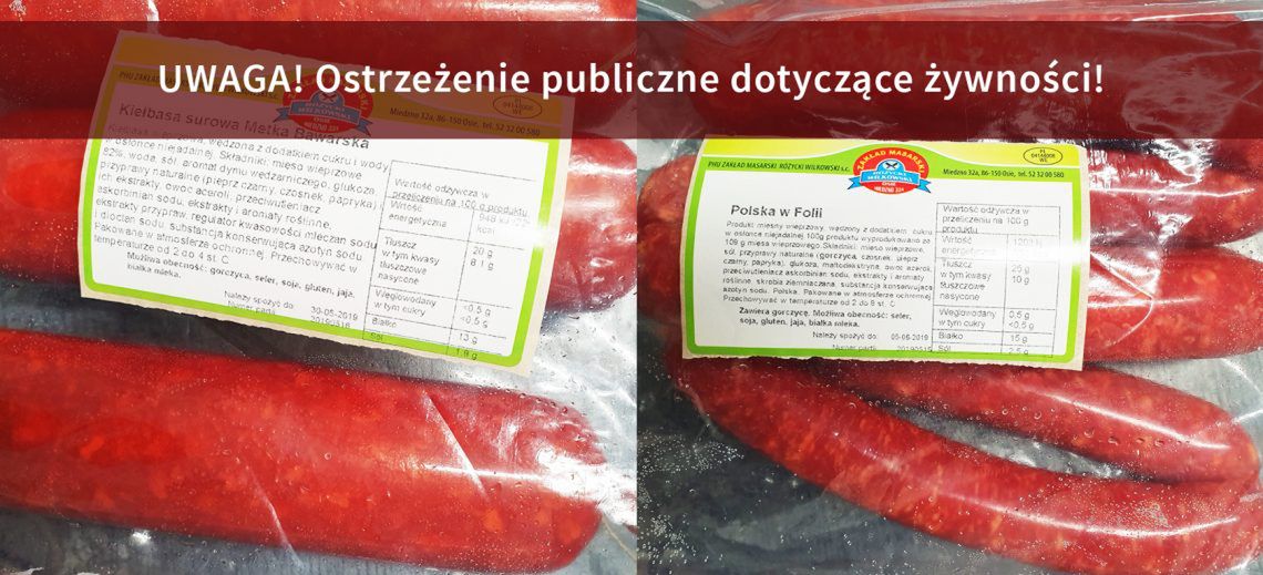 GIS ostrzega. Wykryto groźną bakterię w produktach "Kiełbasa surowa Metka Bawarska" oraz "Polska w Folii"