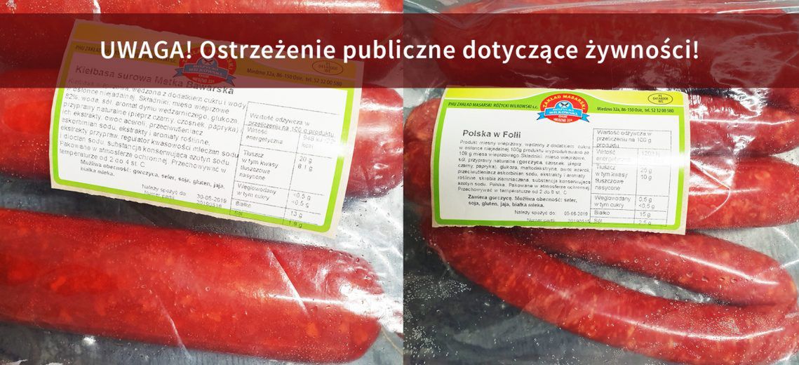 GIS ostrzega. Wykryto groźną bakterię w produktach "Kiełbasa surowa Metka Bawarska" oraz "Polska w Folii"