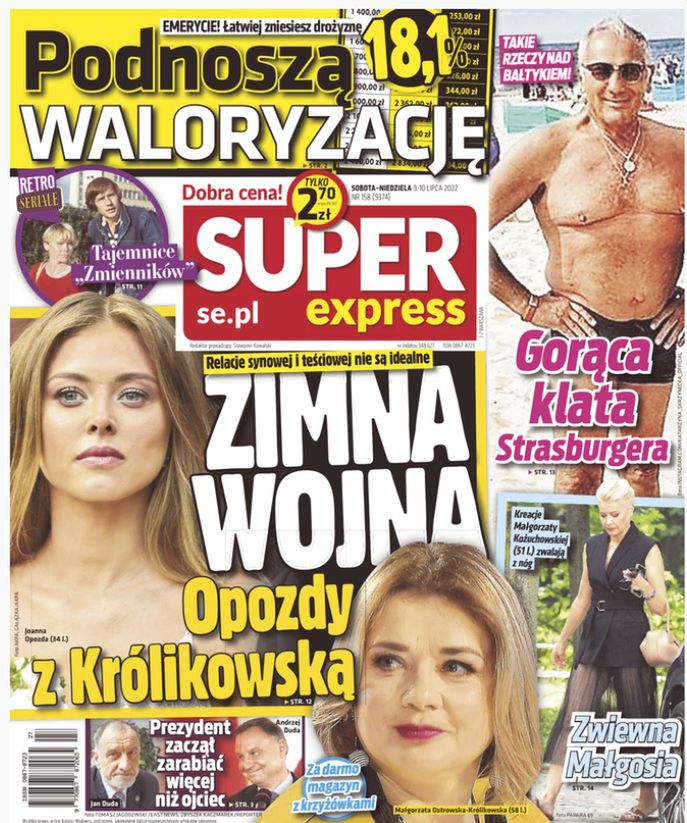 Małgorzata Kożuchowska  - okładka Super Express 09.07.2022