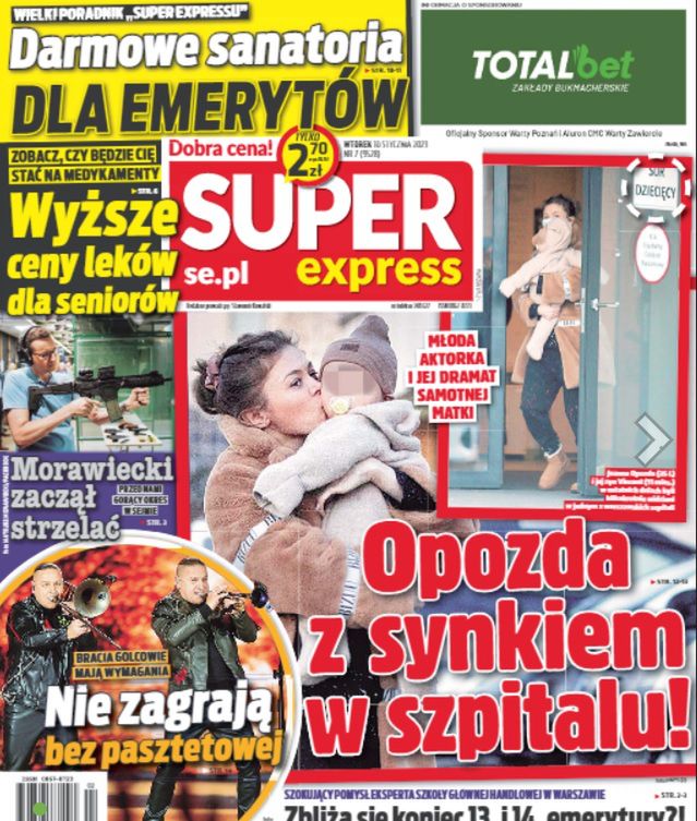 Joanna Opozda z synkiem w szpitalu - okładka Super Express