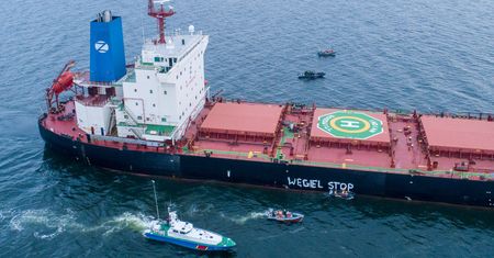 Aktywiści Greenpeace zablokowali statek z importowanym węglem w Porcie Gdańsk