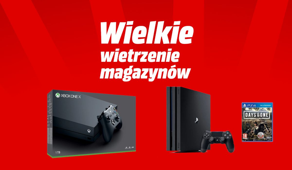 Wietrzenie magazynów Media Markt. Xbox One X i PS4 poniżej 1400 zł. Promocje na elektronikę gry