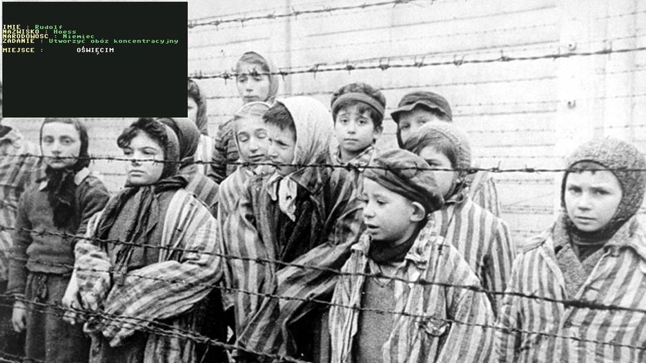 Zdjęcie z dokumentu o wyzwalaniu obozu koncentracyjnego Auschwitz-Birkenau 