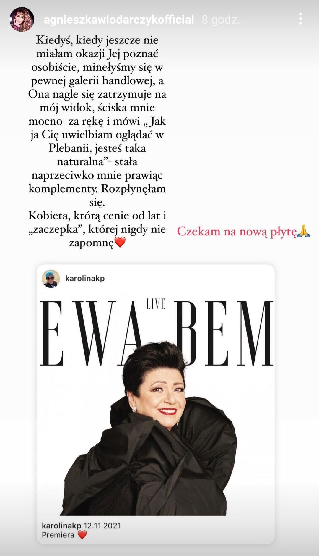 Agnieszka Włodarczyk wspomina spotkanie z Ewą Bem