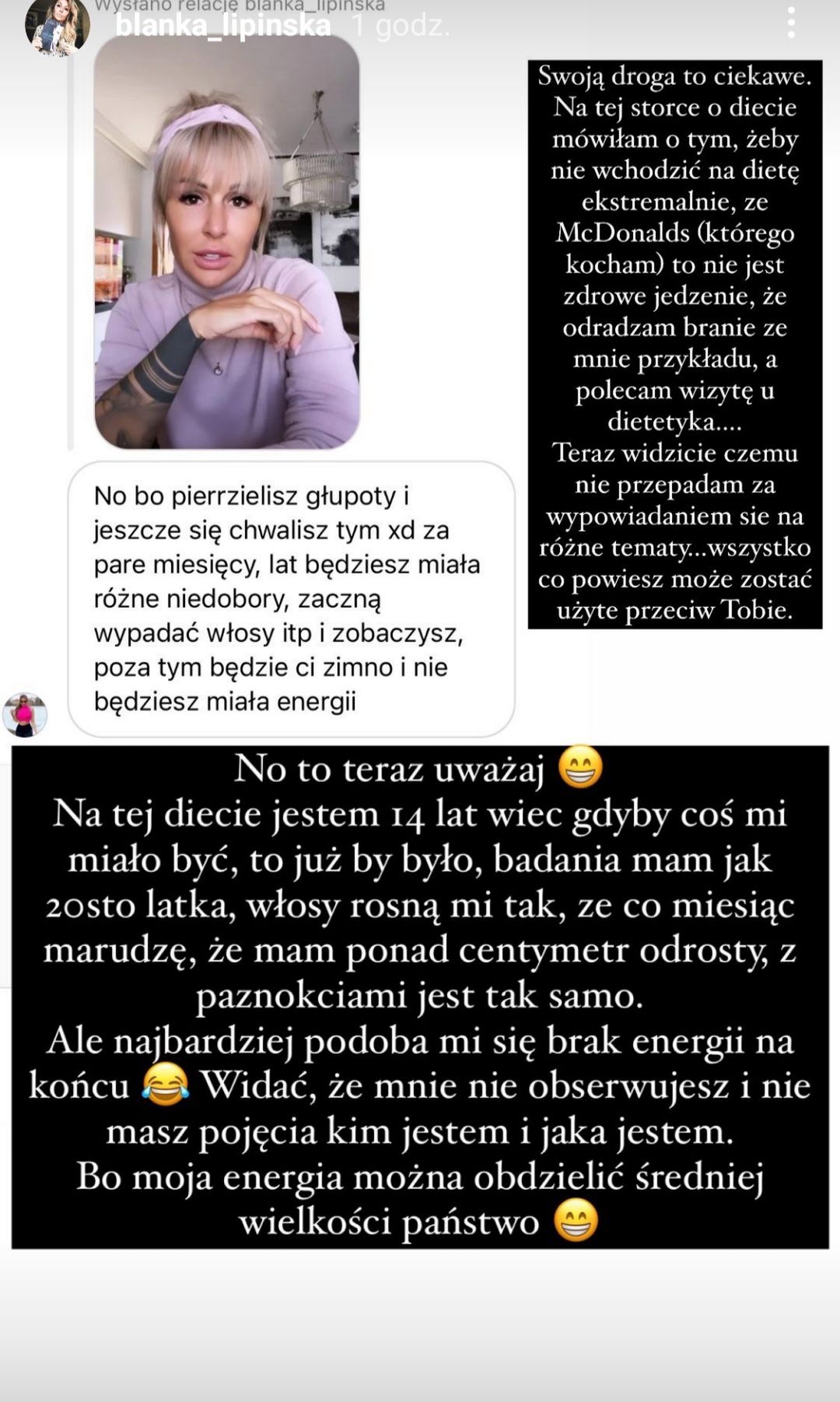 Blanka Lipińska o swojej diecie