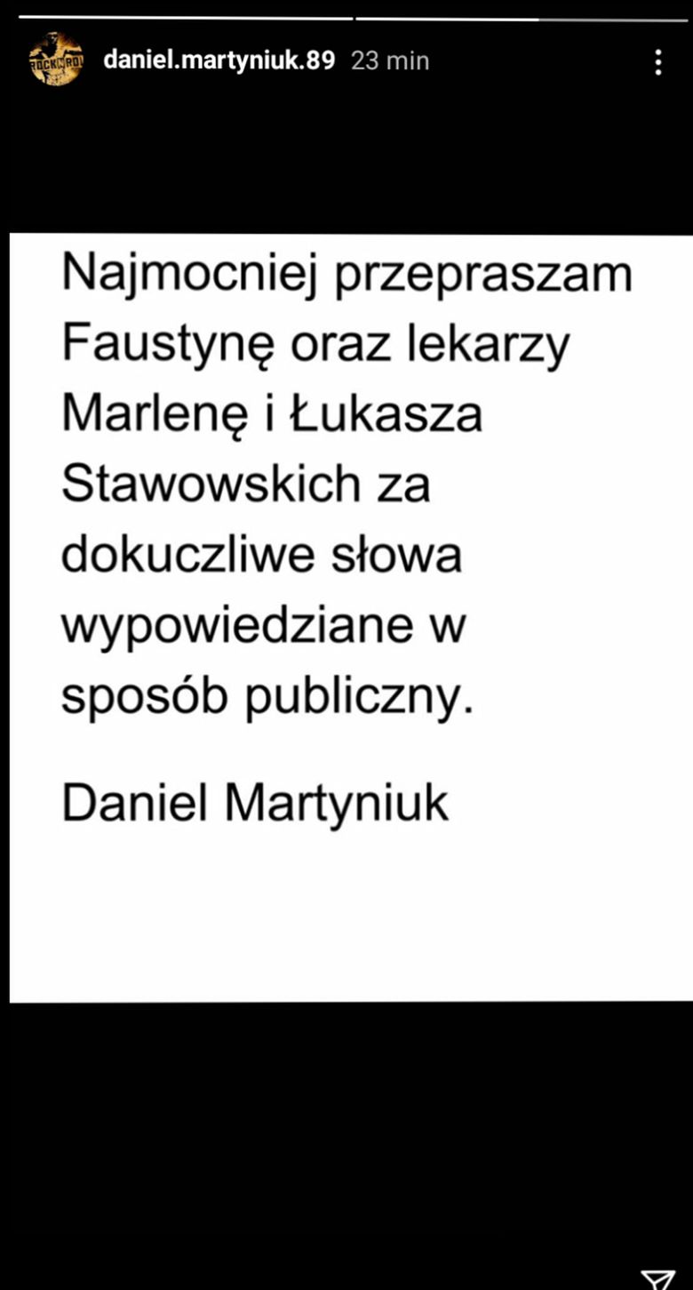 Daniel Martyniuk przeprasza kolejne osoby
