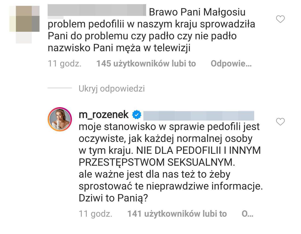 Małgorzata Rozenek stanęła w obronie Radosława Majdana