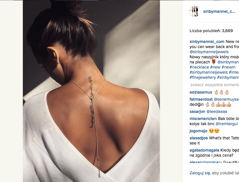 Tatuaż Sary Boruc na karaku w języku arabskim (Instagram)
