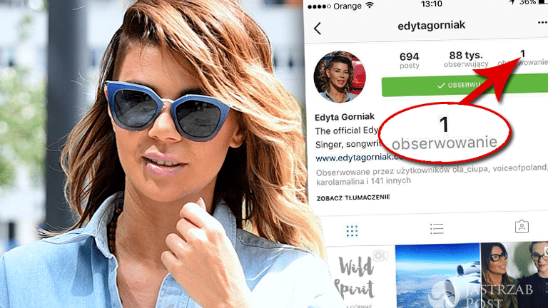Kogo Edyta Górniak obserwuje na Instagramie?