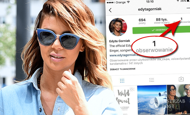 Kogo Edyta Górniak obserwuje na Instagramie?