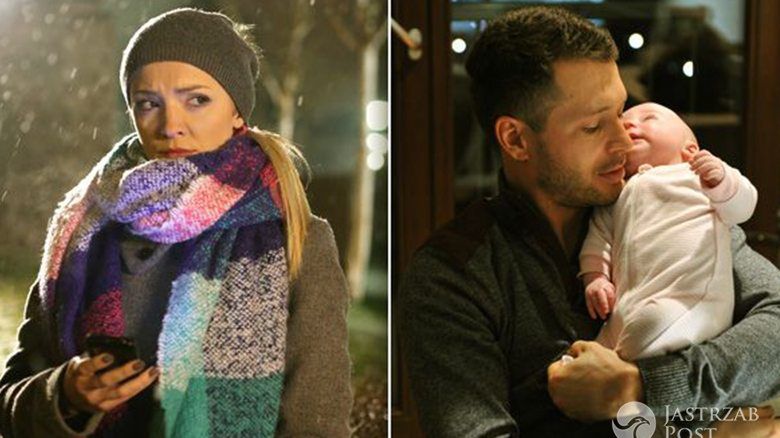 Asia (Barbara Kurdej-Szatan) dowie się, że Helenka (Krystian Dresher) jest dzieckiem Tomka (Andrzej Młynarczyk), fot: MTL Maxfilm