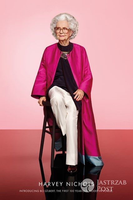 100-letnia modelka Bo Gilbert w reklamie domów towarowych Harvey Nichols na 100-lecie istnienia brytyjskiego "Vogue'a" (fot. Phil Poynter/Harvey Nichols)