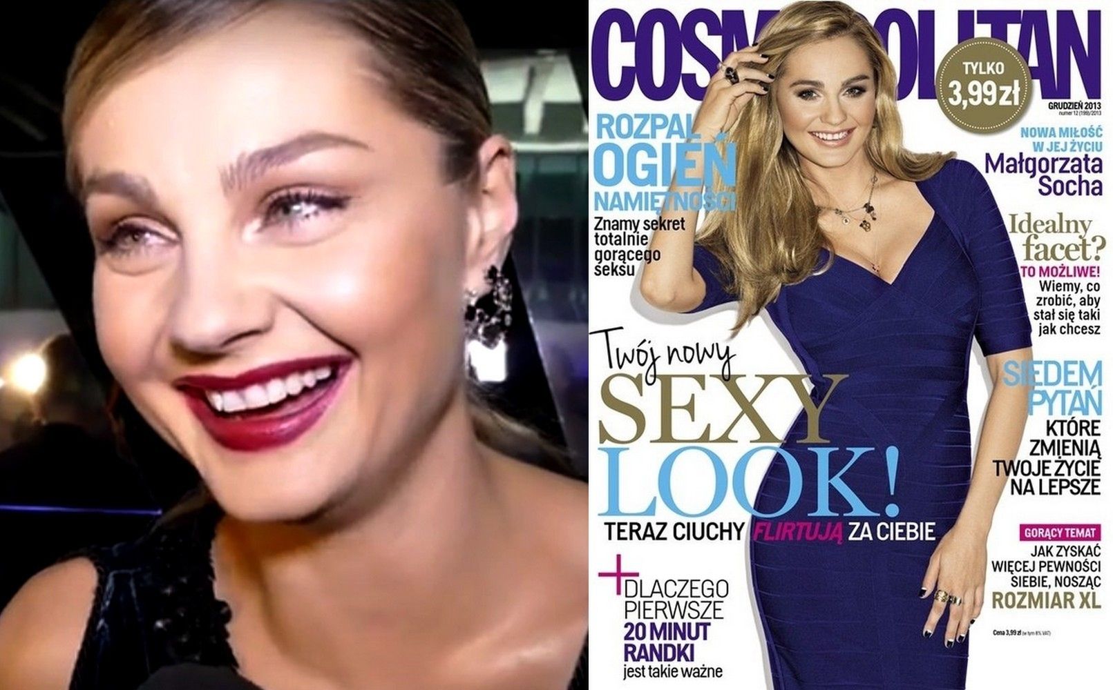 Małgorzata Socha kontra Małgorzata Socha na okładce "Cosmopolitan" (grudzień 2013)