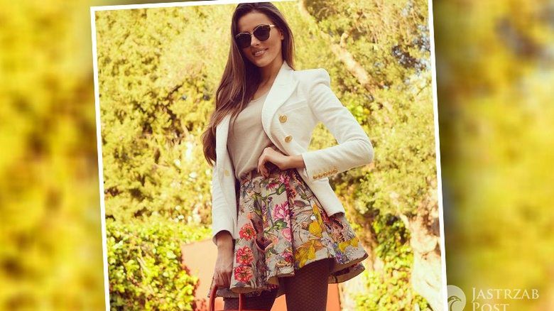 Celia Jaunat w spódnicy w kwiaty od polskiej projektantki Sylwii Majdan (fot. Instagram)