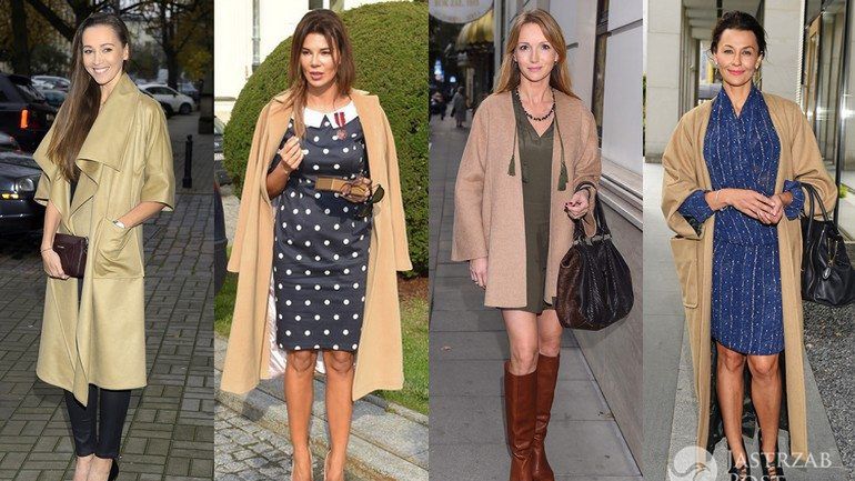 Beżowe płaszcze w stylu gwiazd