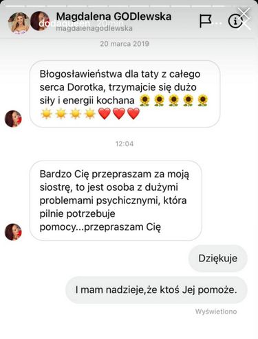 Magdalena Godlewska reaguje na słowa siostry