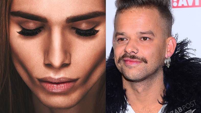 Michał Piróg z przedłużonymi rzęsami