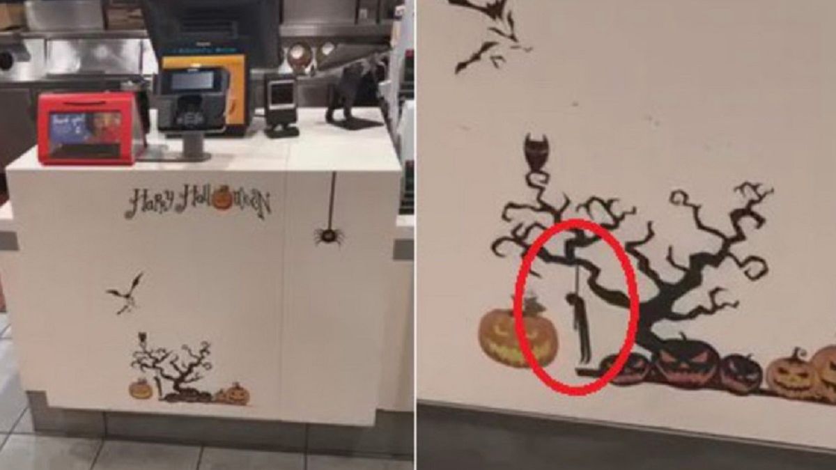 Klient McDonald's w Massachusetts był oburzony naklejką przedstawiającą wisielca.