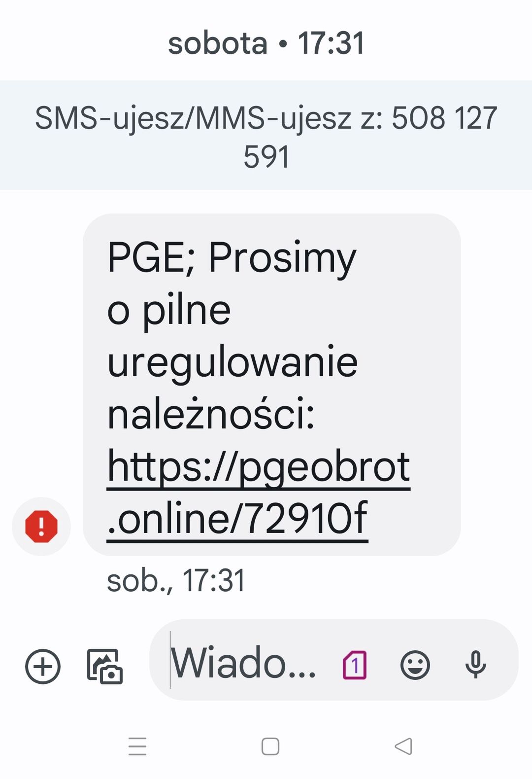 Fałszywy SMS o odłączeniu energii elektrycznej