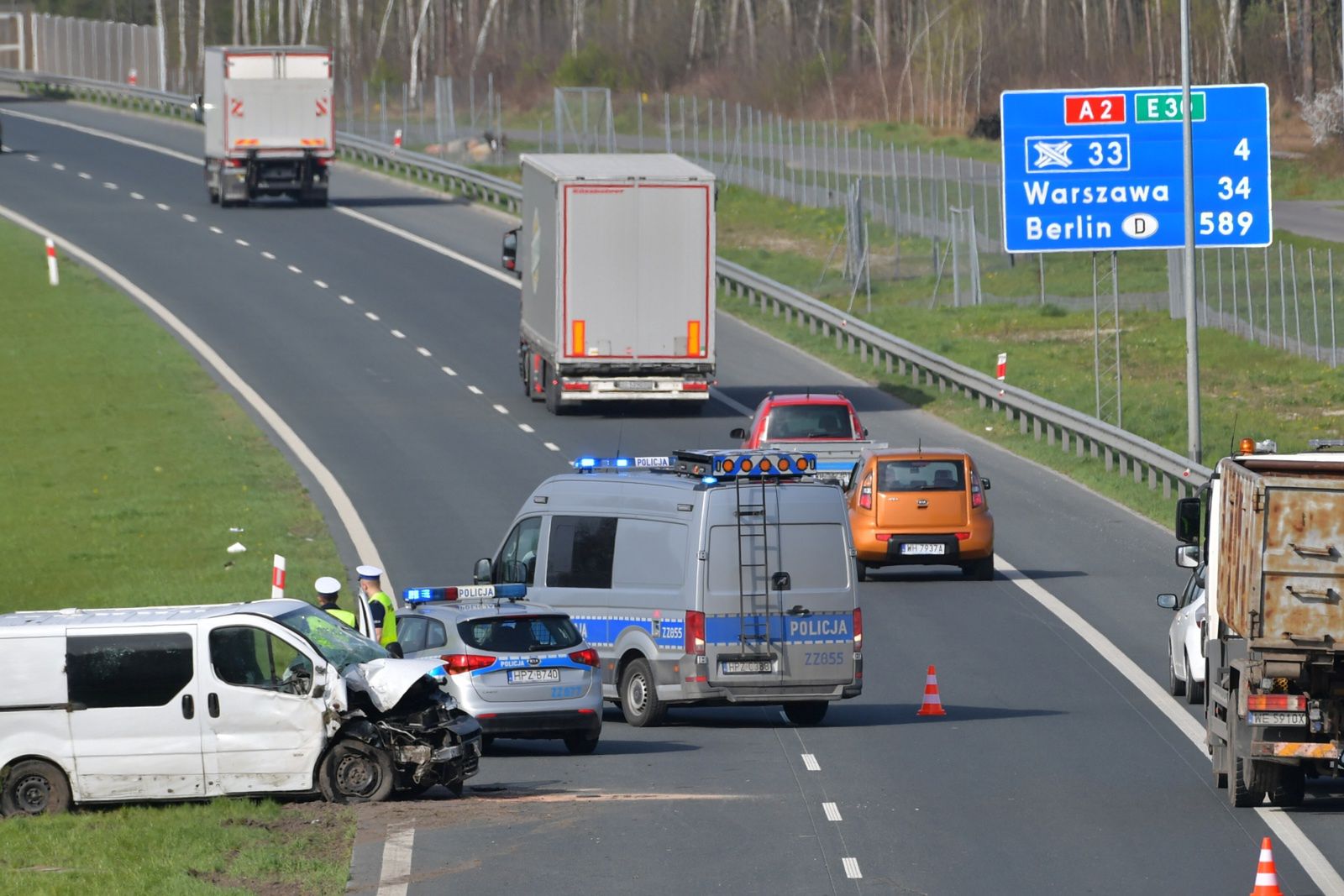 Wypadek na A2 w miejscowości Michałówek