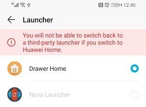 Ustawienia smartfonu Honor Magic 2 i brak możliwości skorzystania z Nova Launcher, źródło: XDA Developers.