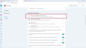 Opera: sekcja Prywatność i bezpieczeństwo