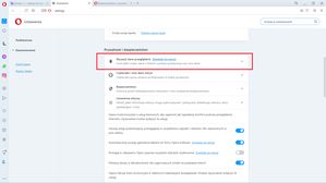 Opera: sekcja Prywatność i bezpieczeństwo