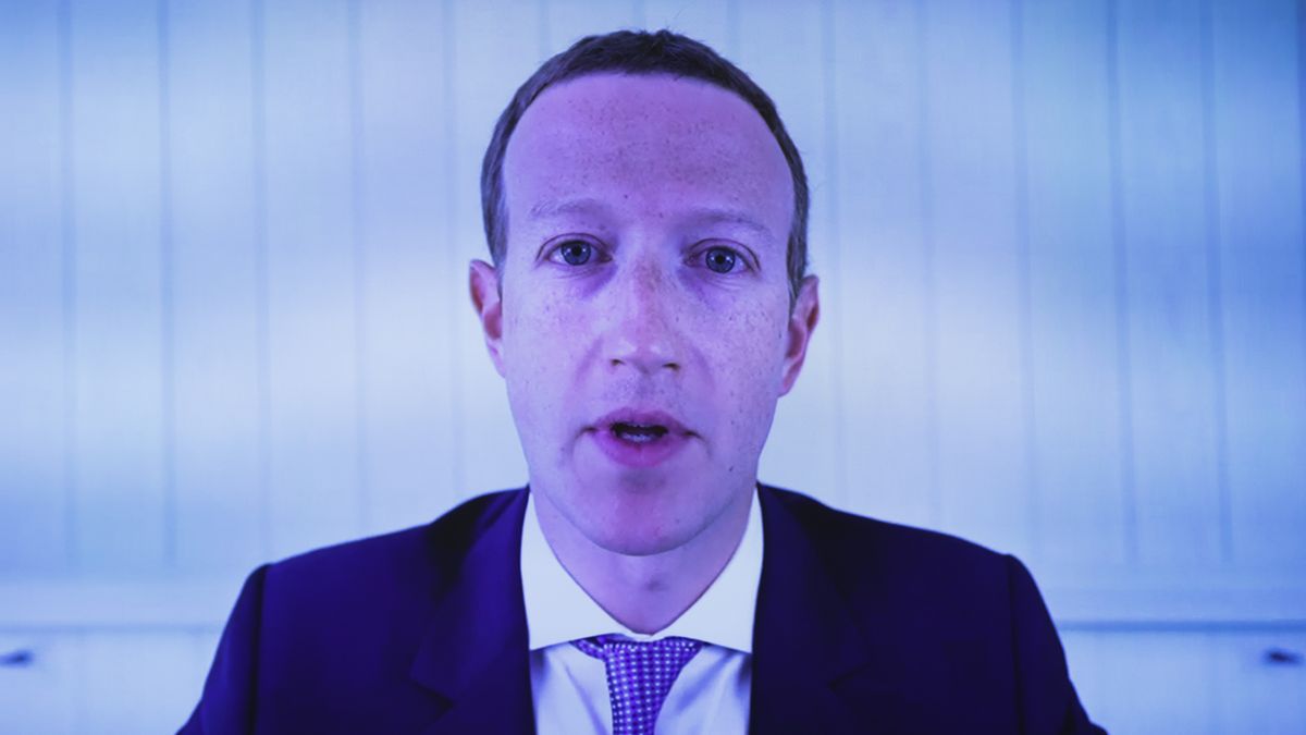 WASHINGTON, DC - JULY 29: Facebook CEO Mark Zuckerberg testifies via video conference during an Antitrust, Commercial and Administrative Law Subcommittee hearing on "Online platforms and market power. Examining the dominance of Amazon, Facebook, Google and Apple" on Capitol Hill on July 29, 2020 in Washington, DC.  (Photo by Graeme Jennings - Pool/Getty Images)