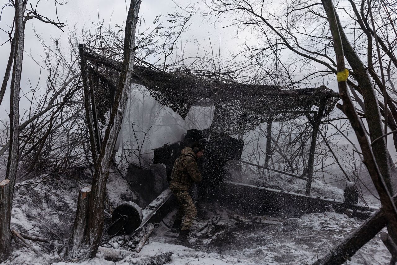 Ukrainian artillery in the Kupiansk sector.