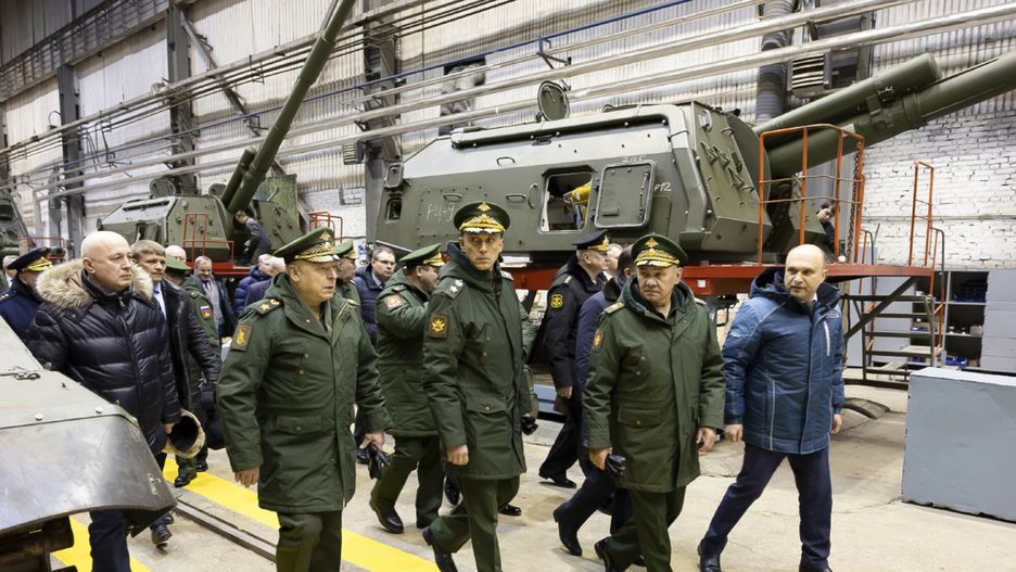 Temporary
In this photo released by Russian Defense Ministry Press Service on Wednesday, Jan. 31, 2024, Russian Defense Minister Sergei Shoigu, second right, visits Uraltransmash plant in Yekaterinburg, Russia. Shoigu inspected the plant that manufactures artillery systems. (Russian Defense Ministry Press Service via AP)