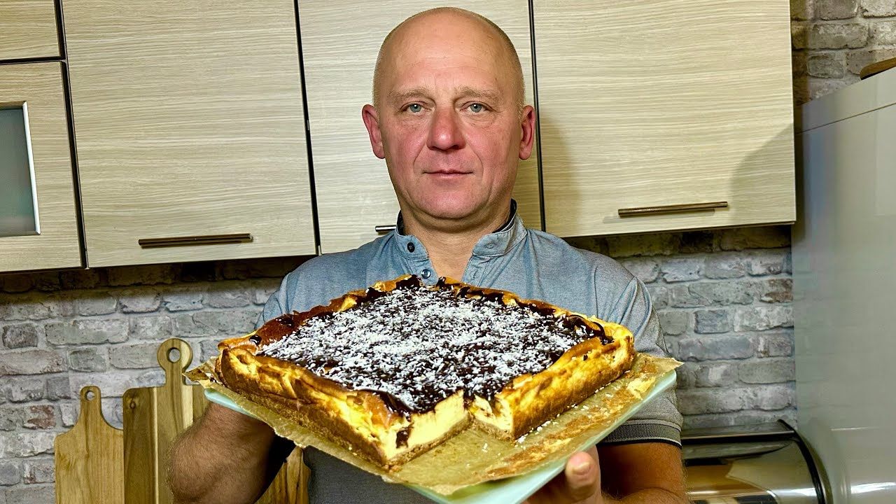Sernik z brzoskwiniami z dużej blaszki. Pasuje na każdą okazję