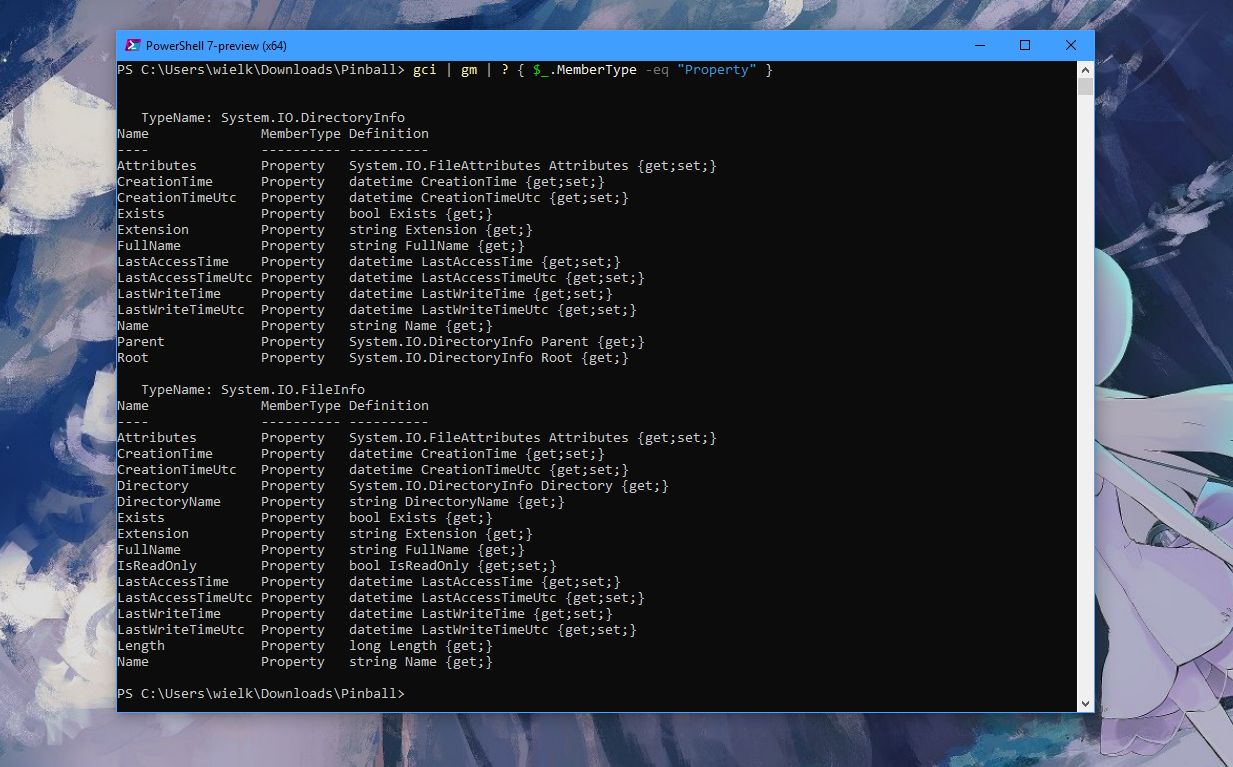 Wszystko jest obiektem: pliki wypisywane przez "ls" to obiekty klasy System.IO.FileInfo