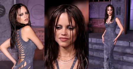 Posępna Jenna Ortega w pociętej sukience przyciąga spojrzenia na konferencji prasowej "Wednesday"