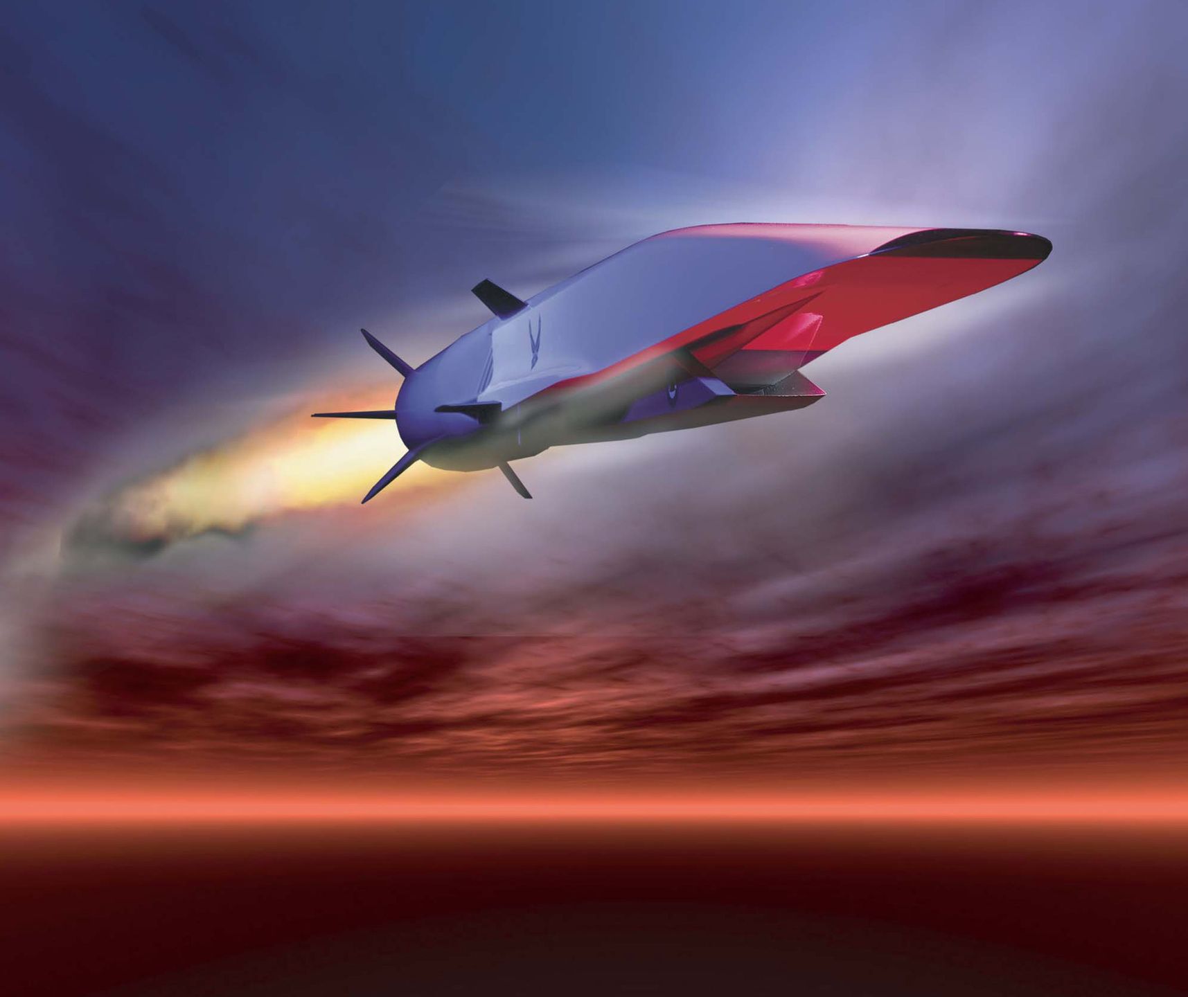 Wizualizacja pocisku Boeing X-51 Waverider, zbudowanego w ramach programu HSSW