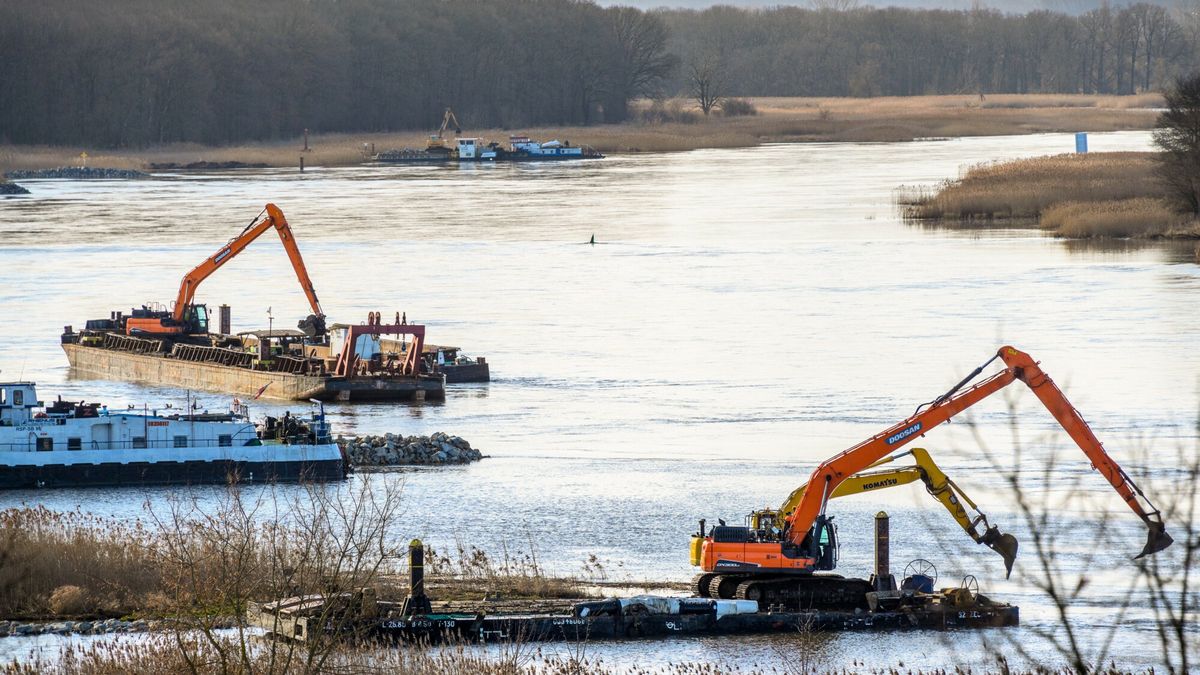 Prace regulacyjne na Odrze 