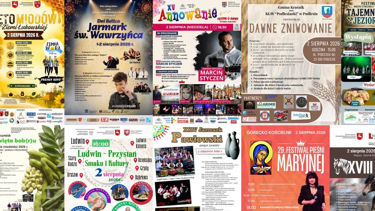 Wydarzenia i koncerty w województwie lubelskim w weekend 1-2 sierpnia 2026 r.