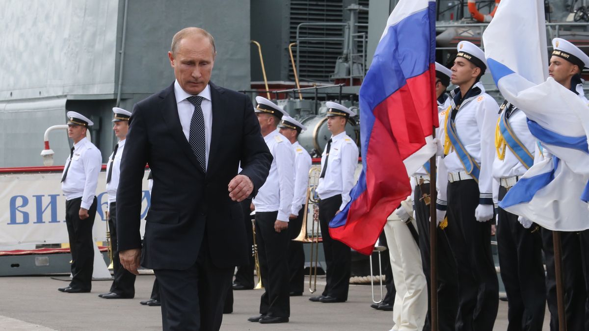 Russian President Vladimir Putin Visits New Naval Base Of Black Sea Fleet In Novorossiysk
NOVOROSSIYSK, RUSSIA - SEPTEMBER 23:  Russian President Vladimir Putin visits the destroyer Vice-Admiral Kulakov at the Naval Base of Black Sea Fleet on September 23, 2014 in Novorossiysk, Russia. Putin is on a one-day visit to new Russian Military Naval Base of Black Sea Fleet in Novorossiysk.  (Photo by Sasha Mordovets/Getty Images)
Sasha Mordovets