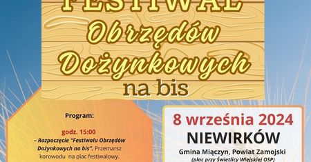 Festiwal Obrzędów Dożynkowych w Niewirkowie 2024. Gwiazdą imprezy Piotr Cugowski. Zobacz godzinowy program