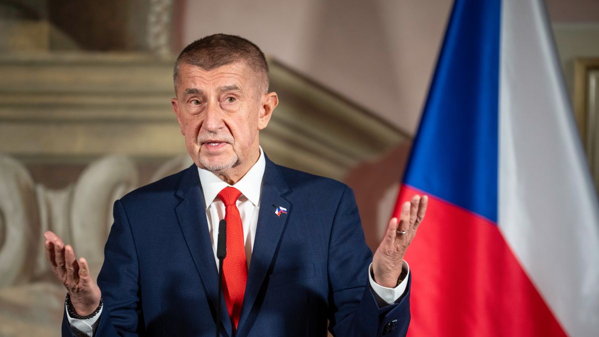 Andrej Babis, Czech Republic's prime minister, during a joint news conference with Robert Fico, Slovakia's prime minister, in Studenka, Czech Republic, on Tuesday, March 31, 2026. The Czech government will lend 100,000 tons of crude oil from its emergency reserves to the country's refineries, Babis said in a news conference on Monday. Photographer: Milan Jaros/Bloomberg via Getty Images