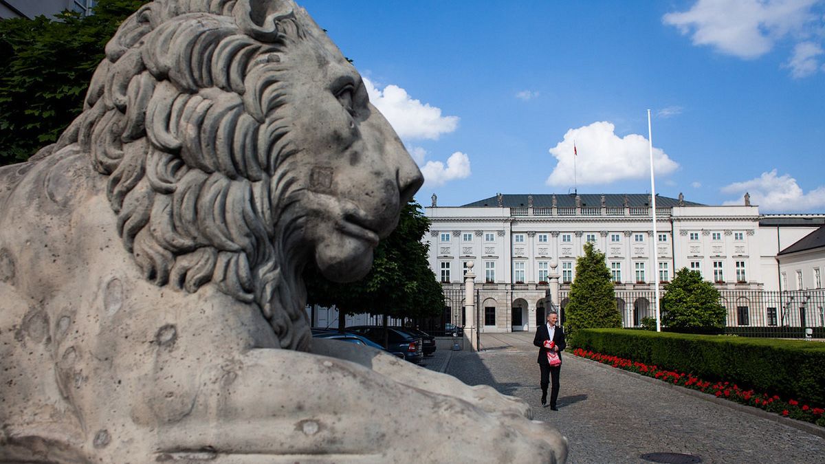 Lew przed Pałacem Prezydenckim