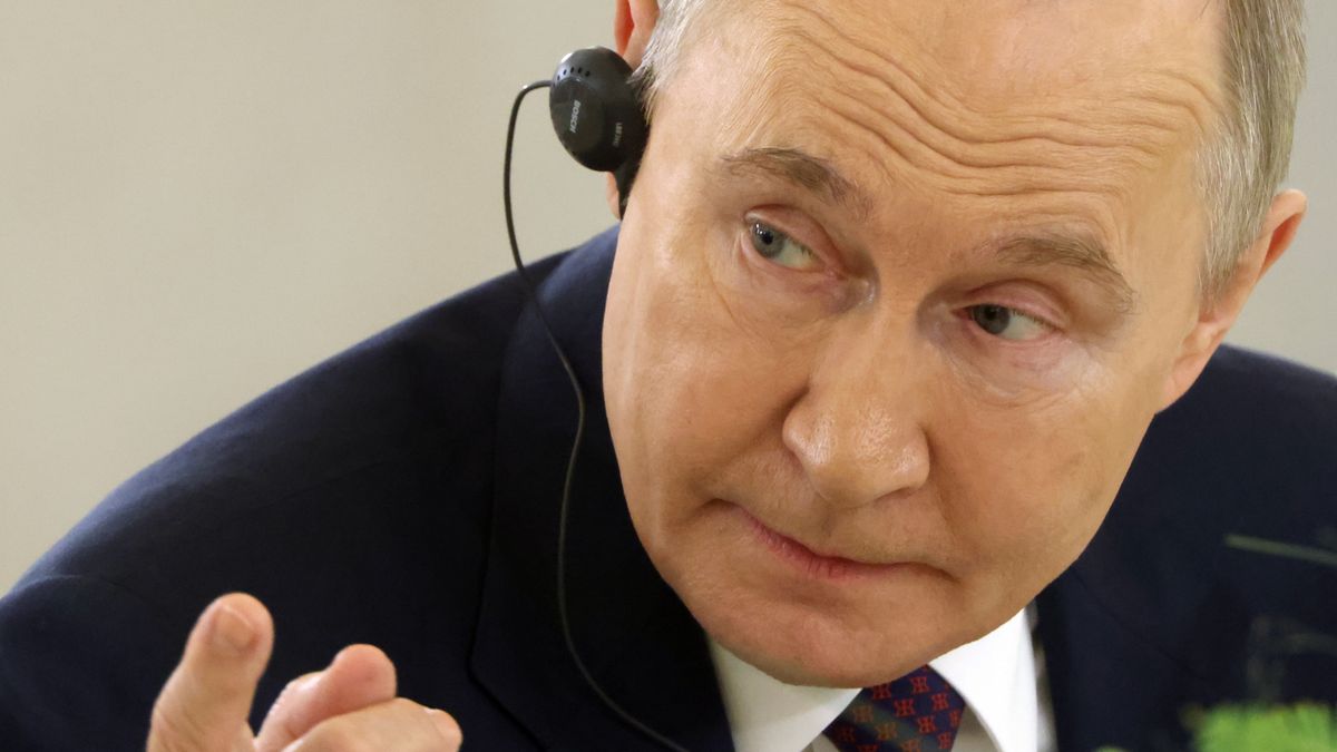 MOSCOW, RUSSIA - MAY 8:  (RUSSIA OUT) Russian President Vladimir Putin gestures during a Russian-Chinese meeting at the Grand Kremlin Palace, May 8, 2025 in Moscow, Russia. President Putin welcomed Chinese Leader Xi Jinping in Moscow for a four-day visit centred around Russia's 'Victory Day' celebrations, commemorating the end of the World War II. The trip marks Xi's eleventh trip to Russia since becoming president.  (Photo by Contributor/Getty Images)