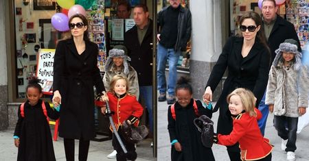 Angelina z córkami na zakupach