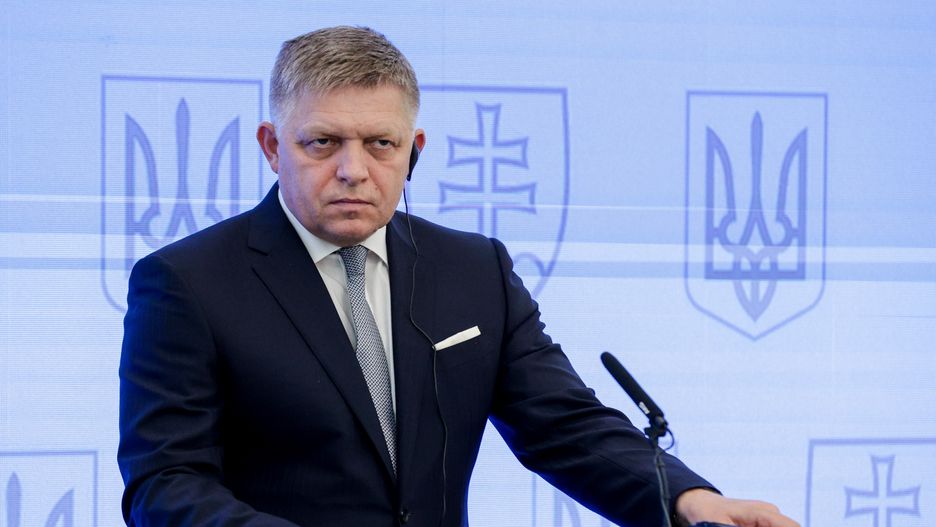 Slovak Prime Minister Robert Fico is being seen during the governmental consultations with the Ukrainian delegation in Michalovce, Slovakia, on April 11, 2024. Slovak Prime Minister Robert Fico, 59, is being reported to be in a stable but serious condition after being shot several times by a 71-year-old writer and pro-Russian activist Juraj Cintula on Wednesday in Handlova, doctors are saying. Initial investigation is finding &#039;&#039;a clear political motivation&#039;&#039; behind the assassination attempt. (Photo by Sergii Kharchenko/NurPhoto via Getty Images)
