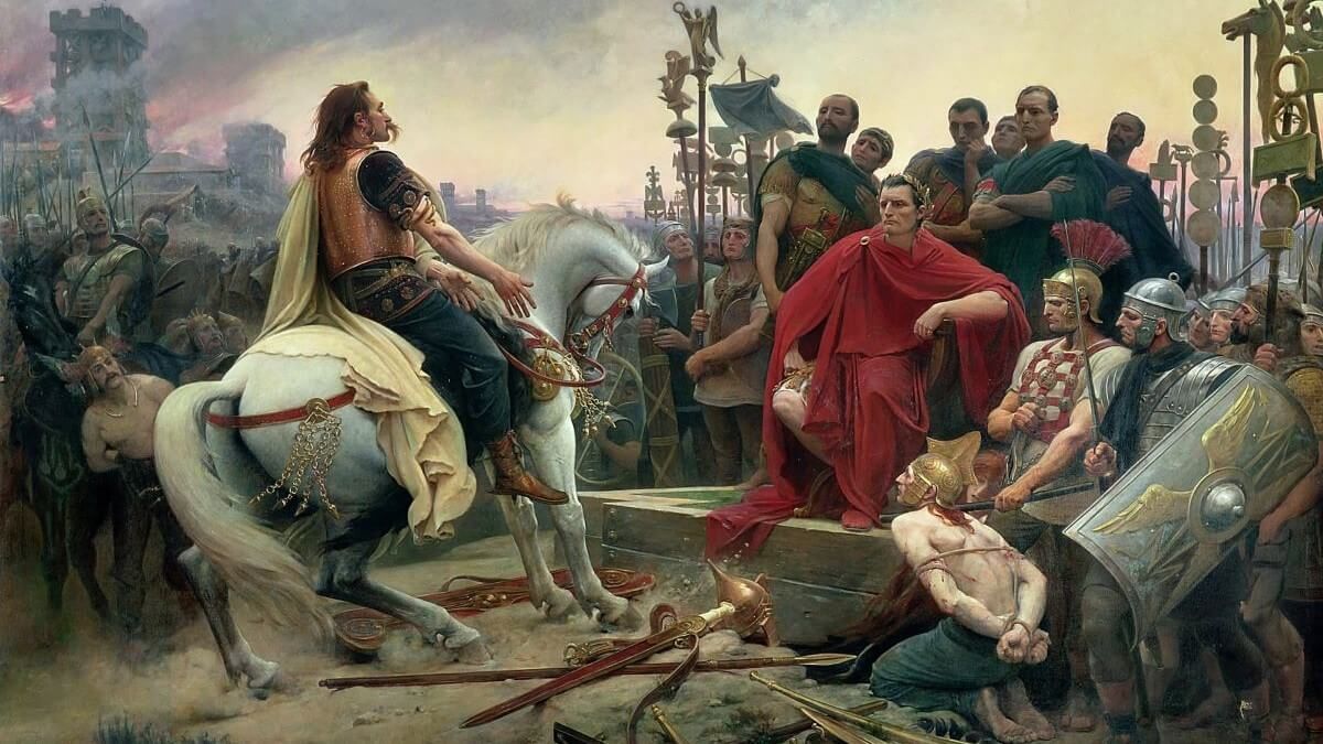 Kapitulacja Wercyngetoryksa przed Cezarem podAlezję. Obraz Lionela-Noel Royera (1899)