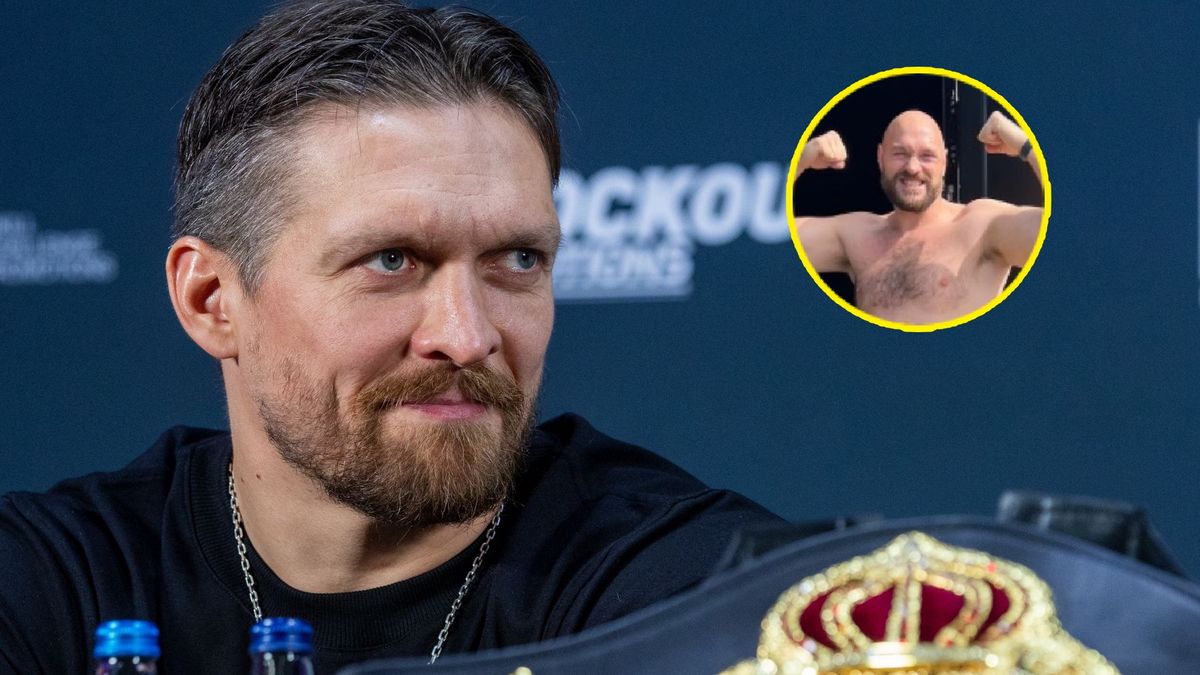 Ołeksandr Usyk i Tyson Fury (w kółku)