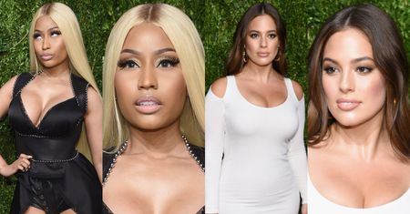 Ściśnięte piersi Nicki Minaj i Ashley Graham wspierają młodych projektantów (ZDJĘCIA)