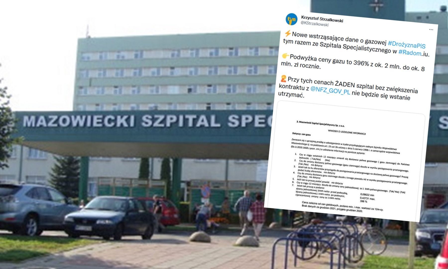 "Wstrząsające dane" ze szpitala w Radomiu. Podwyżka ceny gazu o 396 proc.