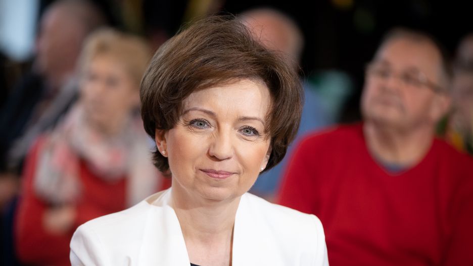 Polish Minister of Family Marlena Malag met with the seniors at Daily Retirement Home in Wola Karczewska, Poland on April 6,  2022 (Photo by Mateusz Wlodarczyk/NurPhoto via Getty Images)