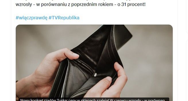 W TV Republika i „Wprost” inflacja 10 razy wyższa niż naprawdę